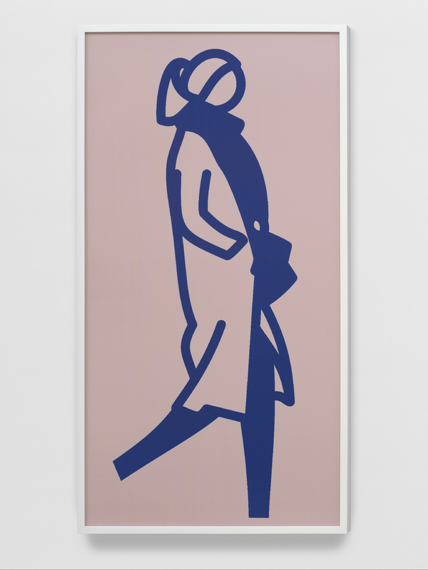Julian Opie - Scarf (aus der Serie Crossing), 2021, colour changing lenticular acrylic panel (framed)
