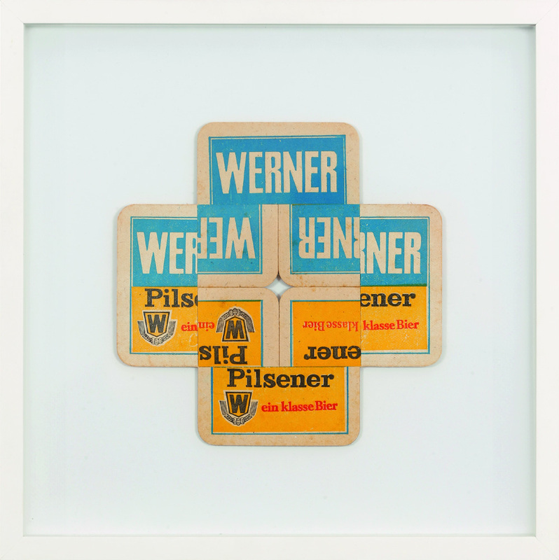 Albrecht Wild - Werner pils - square (1), 2018, cardboard collage (workgroup beermats)