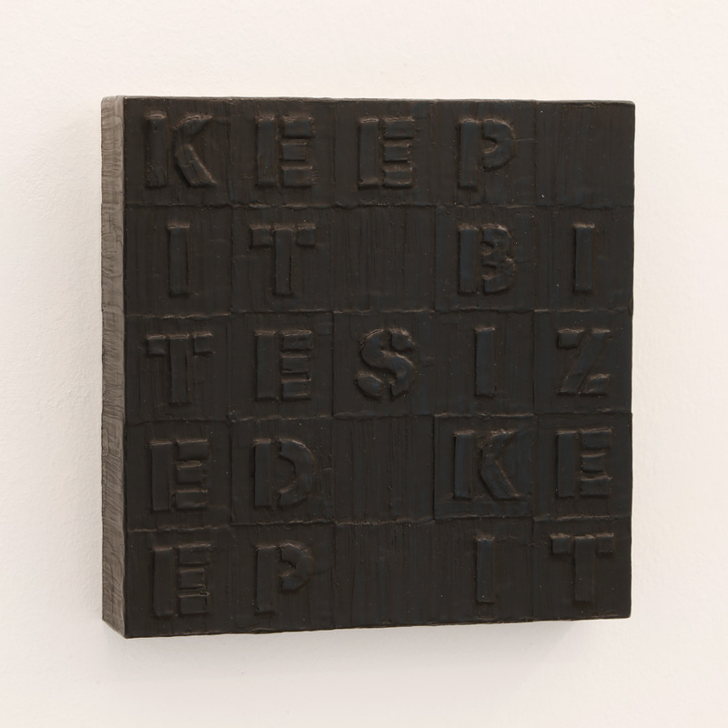 Petra Scheibe Teplitz - Keep it bite sized, 2000, cardboard, wax, pigments on wood