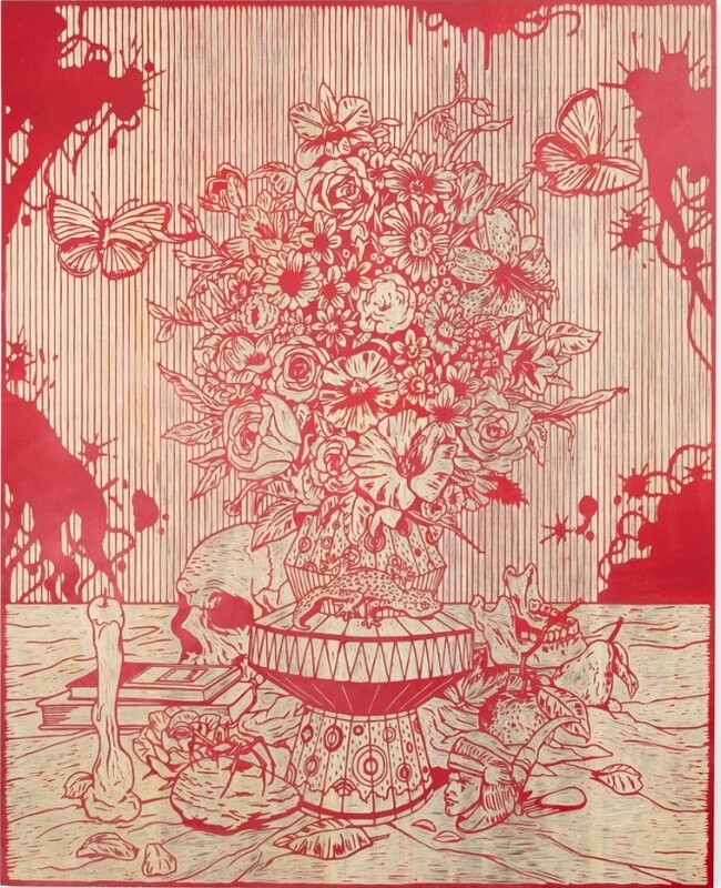 Kenichi Yokono - Still Life - Vanitas 2, 2024, Woodblock cutout