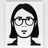 Julian Opie - Alyssa (aus der Serie Everyone), 2023, vinyl portrait on white acrylic panels,
