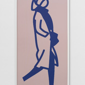 Julian Opie - Scarf (aus der Serie Crossing), 2021, colour changing lenticular acrylic panel (framed)