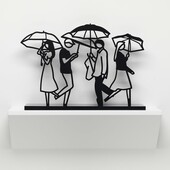 Julian Opie - Summer Rain 2, 2020, freestanding black acrylic sculptures