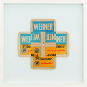 Albrecht Wild - Werner pils - square (1), 2018, cardboard collage (workgroup beermats)