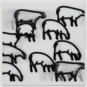 Julian Opie - Nature 2 - Sheep, 2015, lenticular acrylic panels in frame specified by the artist